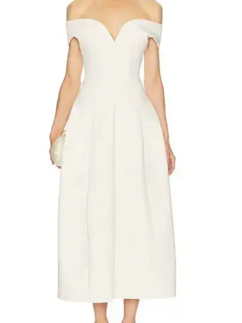 Camila Coelho Cream Midi Fit-and-Flare Dress